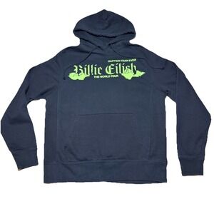 Billie Eilish Hoodie Womens Large Black Green Happier Than Ever Tour  2022 Merch